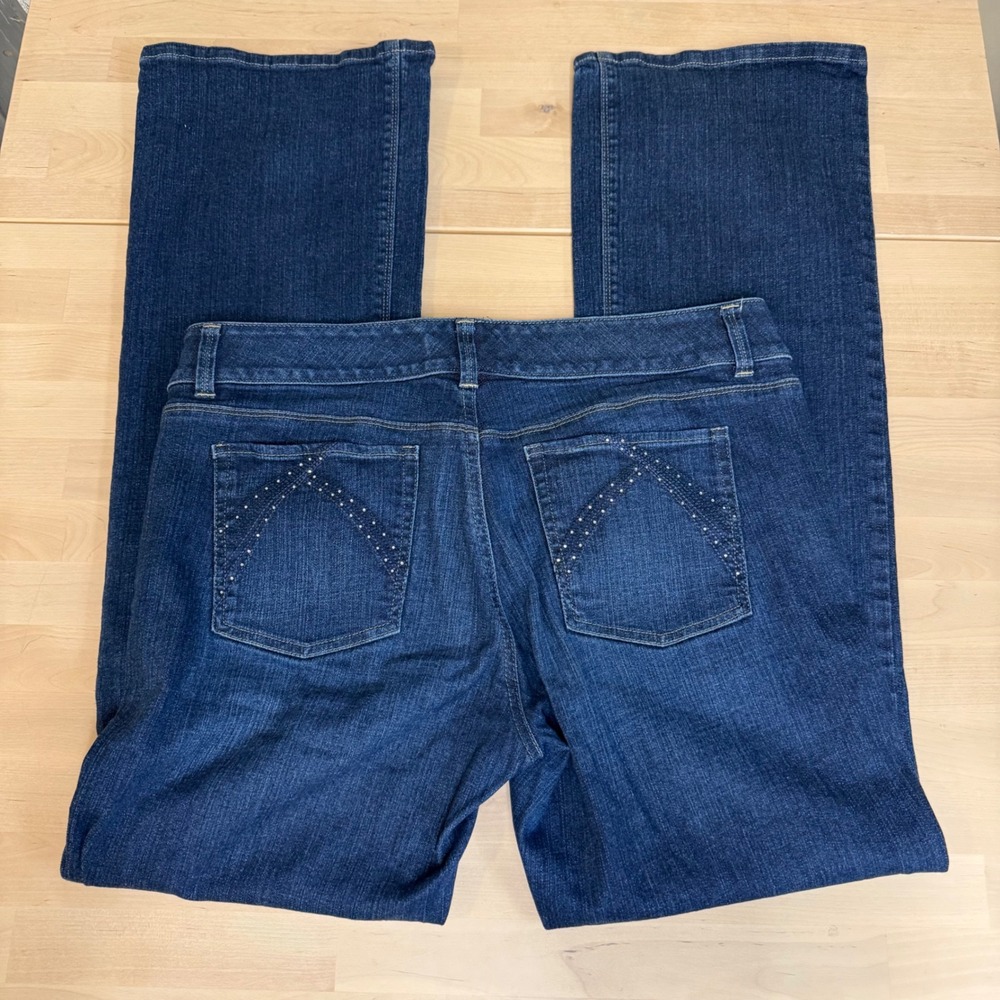 White‎ House Black Market Noir Bootcut Embellished Pocket Dark Wash Jeans